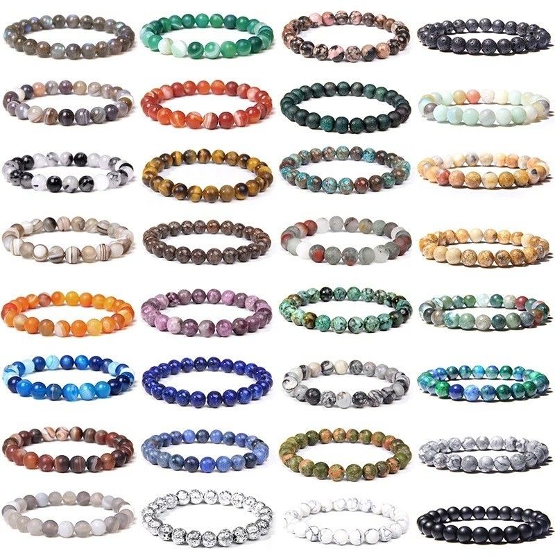 Bracelete de pérolas de jade natural para senhoras Ametista Cristal Quartz Aquamarinos Esmeralda Joias Agate Bracelete elástico para homens