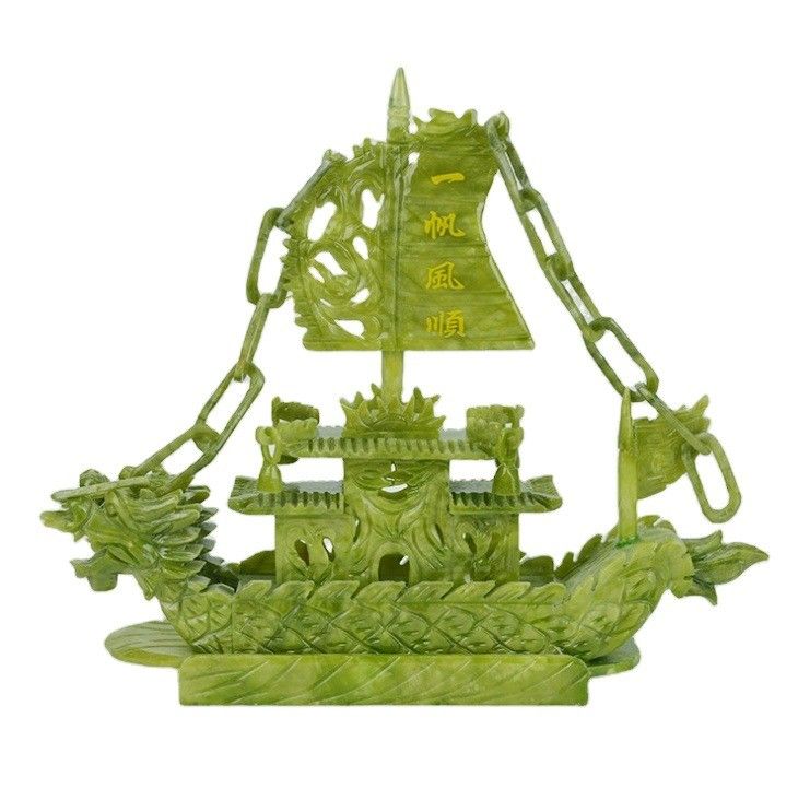 Barco de dragão de jade chinês de 27 cm para decoração aceitação OEM ODM