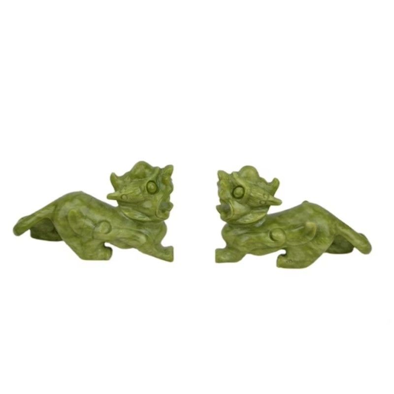 Artesanato verde Feng Shui Decorações para o lar Jade natural Polido Pixiu Ornamentações Par de 2 com e método de impressão Outros