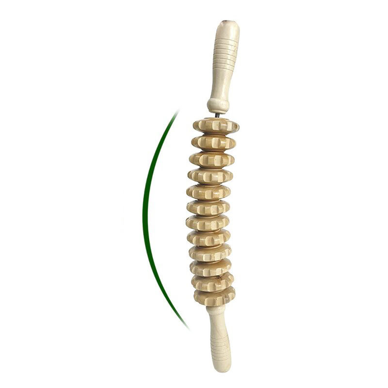 L 44cm Anti-celulite Massagem com rolos de madeira para relaxamento muscular e alívio da dor