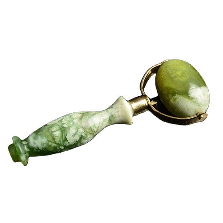 Rolamento Facial de Jade Xiuyan Verde Gua Sha Roller de Massagem de Jade Metal Soldado para Ferramentas de Beleza Massagista Facial