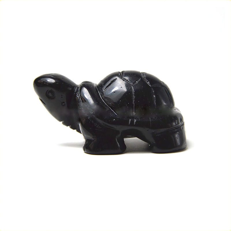 Pedra preciosa Obsidiana Negra Tartaruga Esculpida Animal de Pedra para o Amor Decorações Temáticas