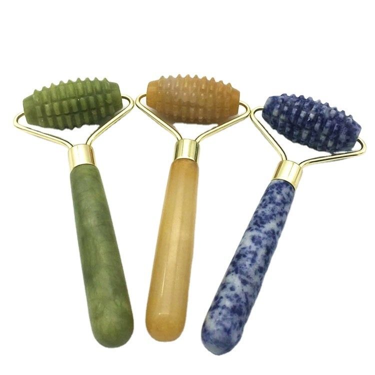 Rolamentos de Guasha de Jade de Pedras Primas Verdes Naturais de Pico para Massagem Facial de Beleza Personalizada de Massagem Personalizada