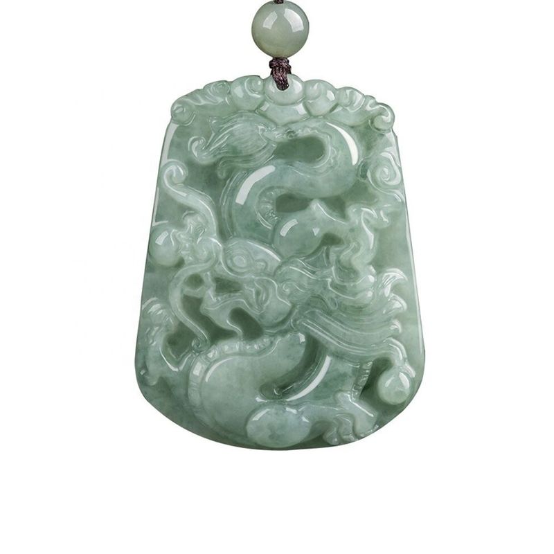 Colar de pendente de design exclusivo com Jadeira de Dragão Sorteiro Voador de Jadeita Tradicional Chinesa