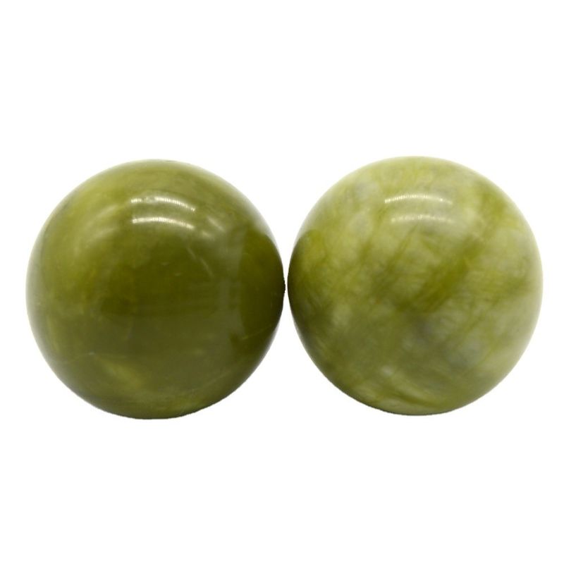 abk-116 Bolas de massagem de mão Pedras de massagem de jade natural Ferramentas de massagem de pedra Exercícios de mão Terapia de bola Exercícios de agarre
