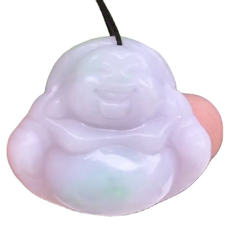 Verde Portátil Natural Birmânia Púrpura Jadeita Esculpida Jade Rindo Buda Pendente para Mulheres e Crianças Cor Natural