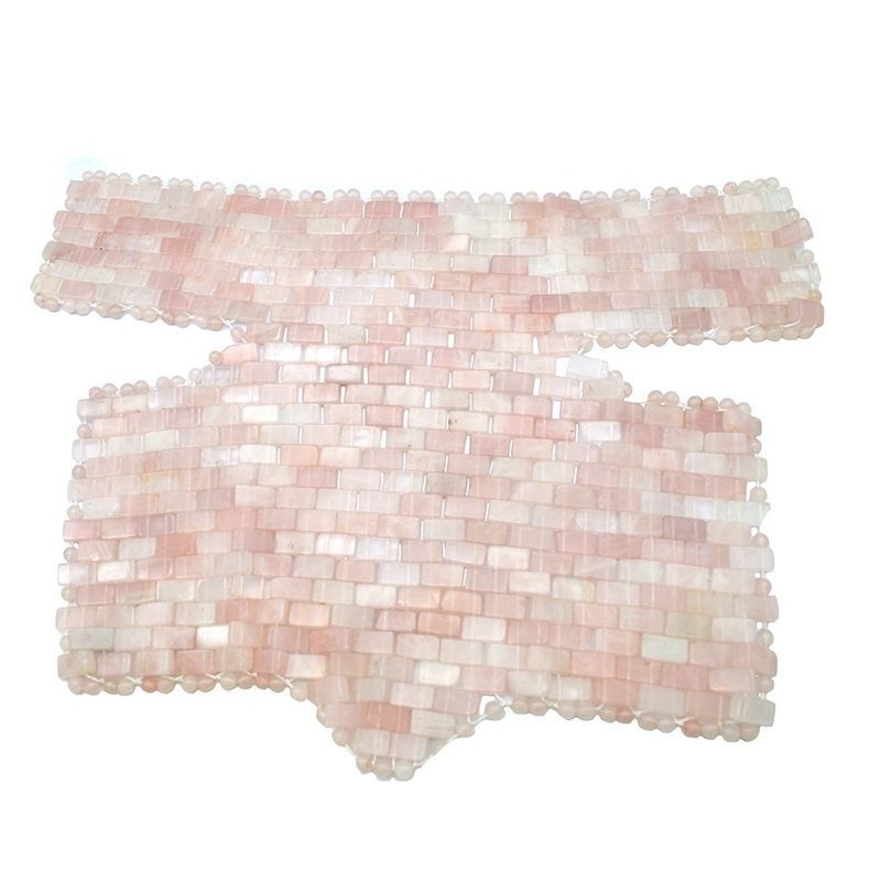 Casa Exercício SPA Rosa Máscara Natural Neck Jade Peito Cobertura Rosa Quartz Jade Refrigeração Massagem do Sono Terapia Para Beleza