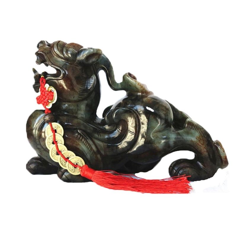 Quartz Cristal Jade Pixiu Estatueta Verde para Casa Domínio 20 Cm Pedra preciosidade Feng Shui Gravura Figura Esculpida Decoração Doméstica Amor