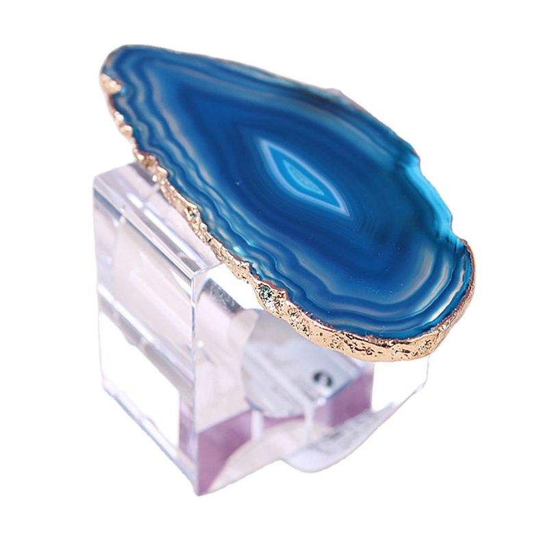 Anel de guardanapo em forma quadrada de cristal feito de pedra natural de ágata para elegantes mesas