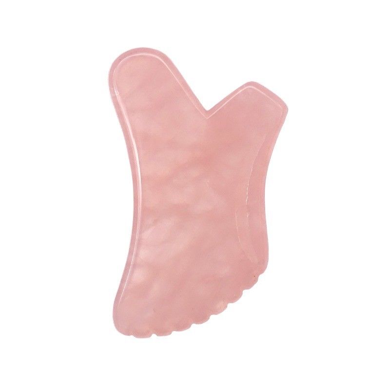 Logotipo personalizado Ferramenta de massagem corporal Gua Sha de quartzo rosa natural para auto-cuidado da pele e saúde facial