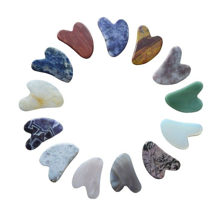 75*50mm Rose Quartz Jade Bian pedra Esculptor Coração Gua Sha Face ferramenta de escultura para pescoço costas ombro massagem anti-envelhecimento
