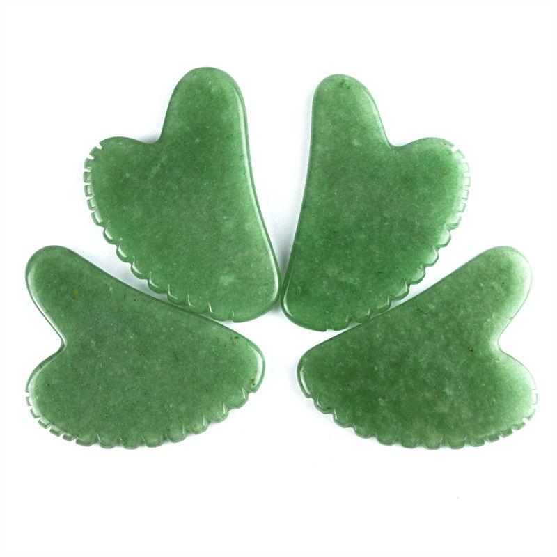 Forma natural do coração Verde Aventurino Jade Gua Sha Logotipo personalizado Guasha Com Dentes Facial Beauty Massage Tool Massagem Muscular