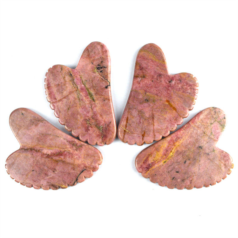 Músculos do corpo Forma do coração natural Pedra de rodonita Gua Sha Tabela de raspagem Dentes Guasha Pedra de beleza facial Massagem Ferramenta de cuidados com a pele