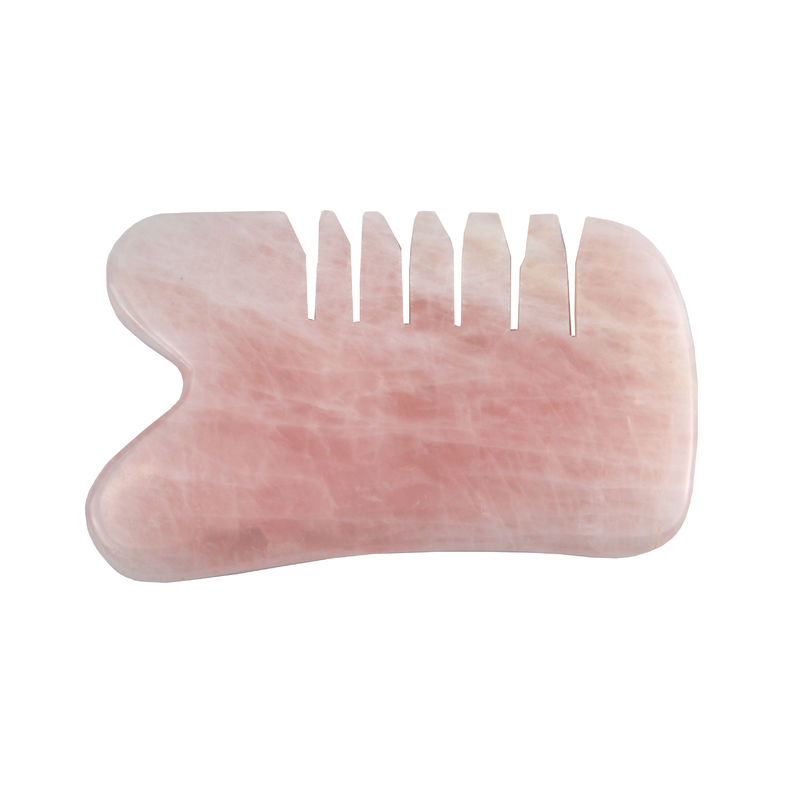 Massagem da cabeça Rosa Quartz Gua Sha Peito de escalpe Ferramenta para auto-cuidado da pele Spa lifting facial