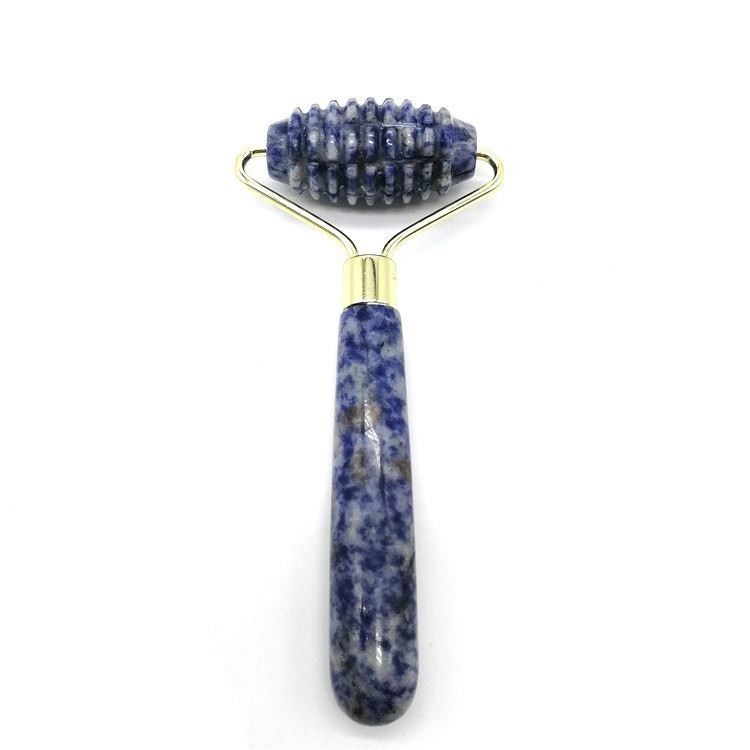 Tecnologia de Massagem Facial Polida Natural de Pedra de Ponto Azul Single Head Spiked Jade Roller Anti Aging com Tecnologia