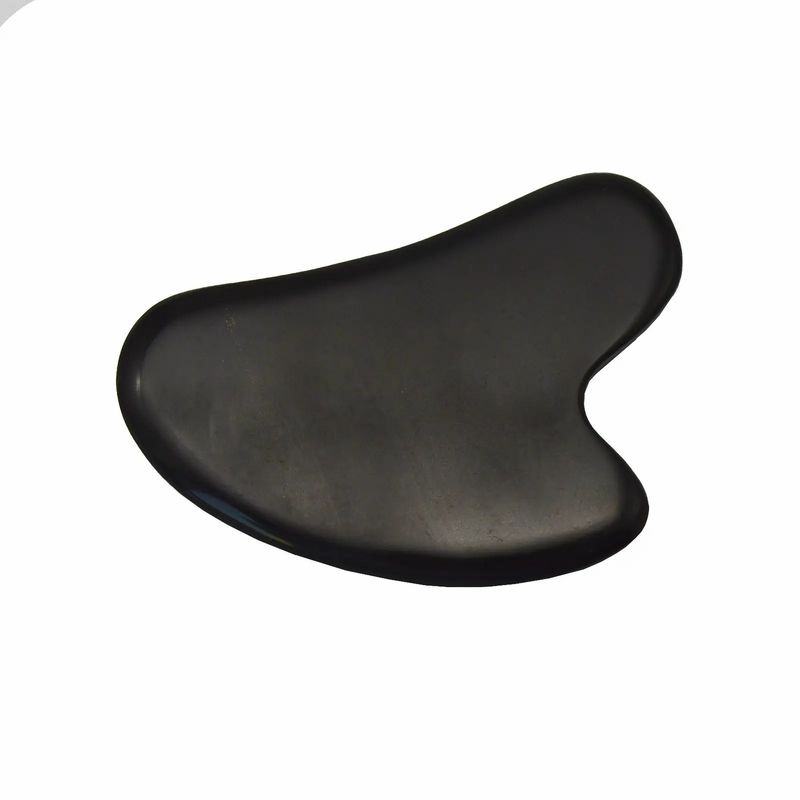 8*6cm Pedra Bian Negra Natural Forma de Coração Gua Sha Ferramenta de Massagem para Massagem Facial e Meditação