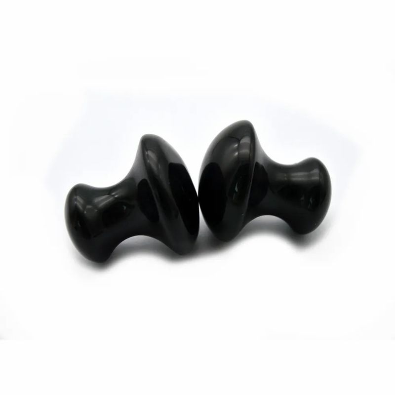 Natural Negro Obsidiana Cogumelo Gua Sha Estética Pedra de Massagem para Cuidado do Rosto e Corpo Acessórios Essenciais