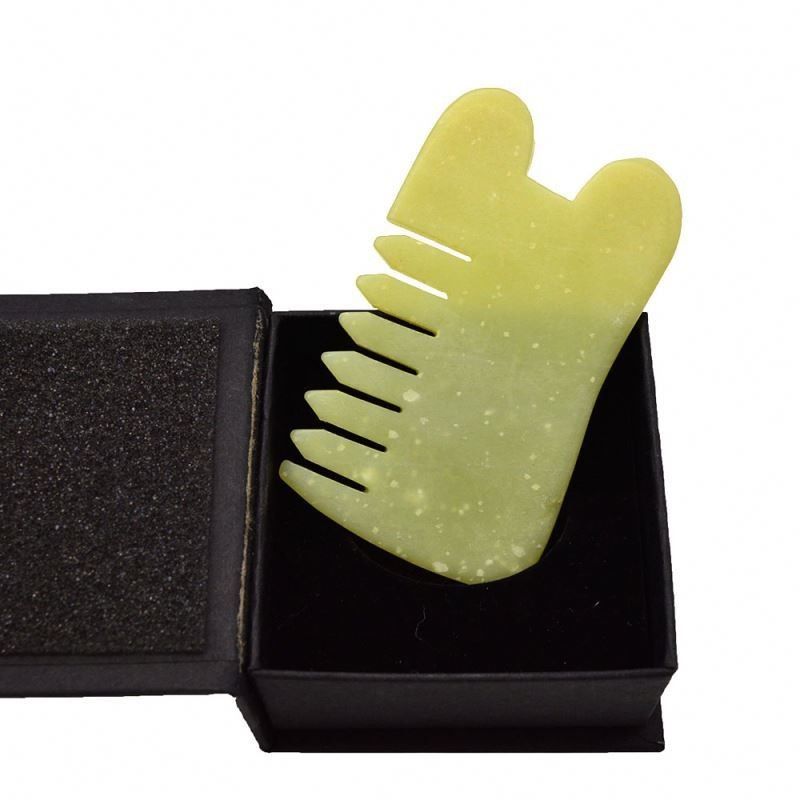 Cuidados com a saúde do corpo Massagem Natural Xiu Yan Pedra de jade raspando Guasha Peitear Cabelo Facial Scalp Gua Sha Escova Ferramentas para a cabeça