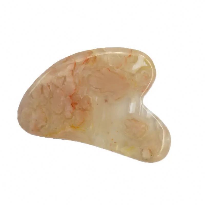 Flor de cereja Ágata Forma de coração Gua Sha Tabela Massagem de cuidados com a pele Ferramenta para fisioterapia infravermelha