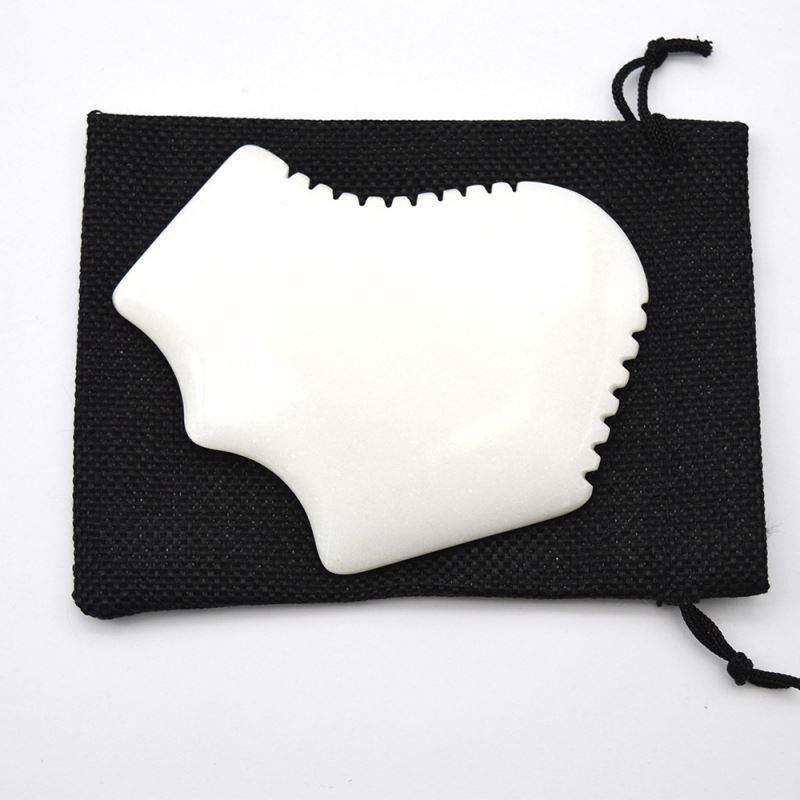 Massagista corporal personalizado de jade branco confortável Gua Sha Mesa de massagem facial ferramenta para melhora da circulação corporal