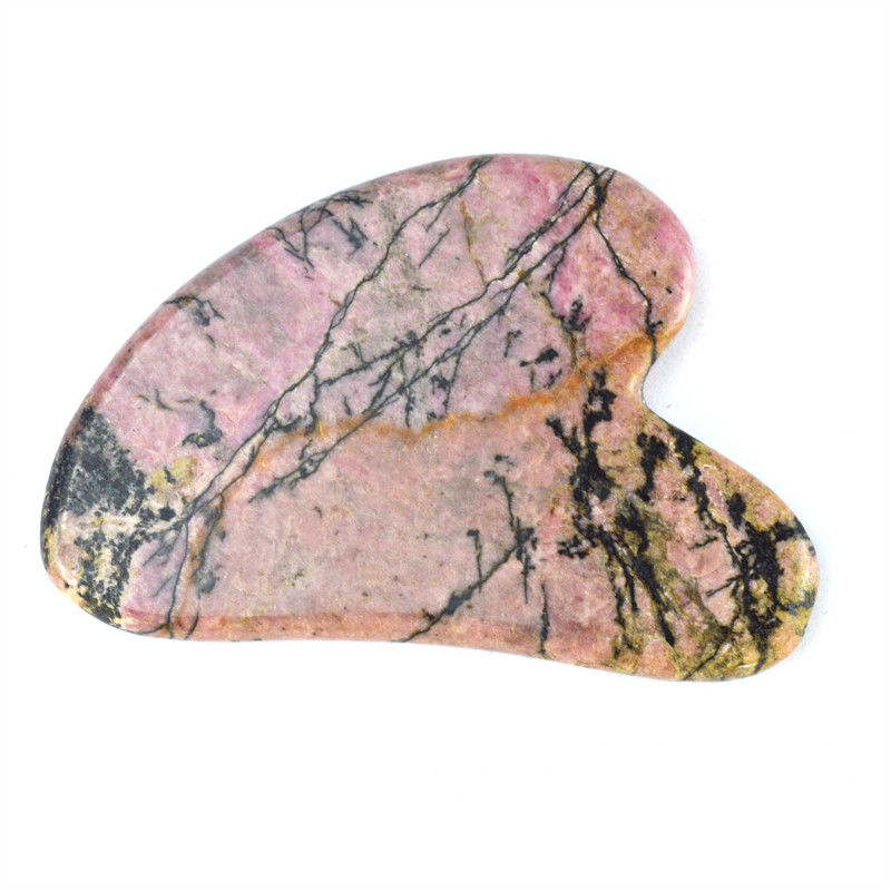 Função de massagem muscular Forma natural do coração Pedra de rodonita Gua Sha Tabela de raspagem para beleza facial e corpo Cuidados de saúde da pele Spa