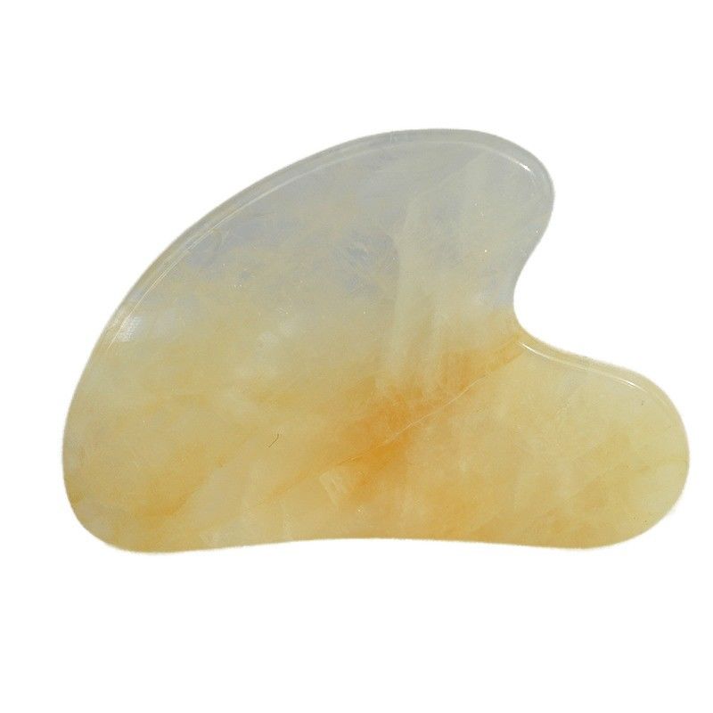 Tabela de raspagem natural de forma de coração amarelo citrino Gua Sha para instrumento de massagem facial e corporal