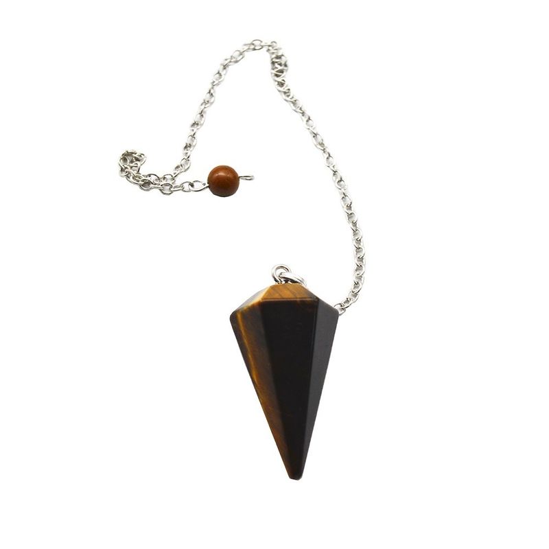 Exquisito Chacra de Olho de Tigre Natural Pendulo Cristal Pendente Colar para Homens e Mulheres Bohemian