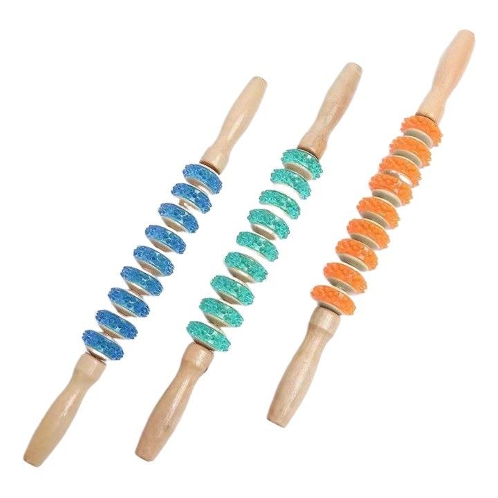 Músculos do corpo Roller de massagem anti-celulite Perda de peso Relaxamento do corpo inteiro Ferramentas de massagem de terapia de madeira Roller de PVC de nove rodas