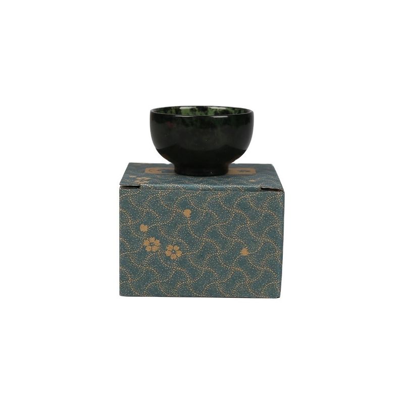 Tipo de gravura 100% chinês natural Jade Bowl Jade verde escuro Taça de taça esculpida à mão para melhoramento da decoração do lar