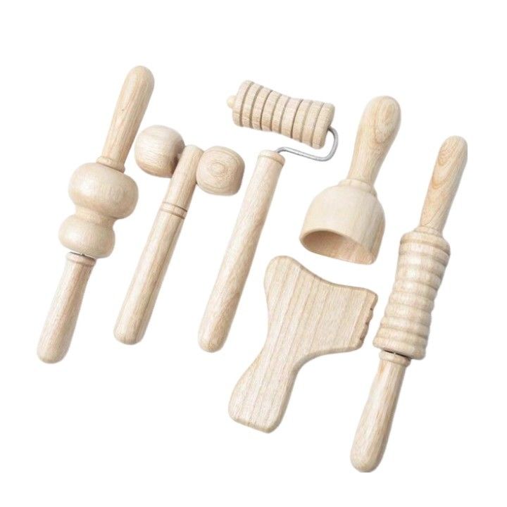 Marrom Madeira Sólida Mini Massager Roller Massage Stick com Manopla Set de Seis Peças Guasha Body Self Health Skin Care Tool Spa