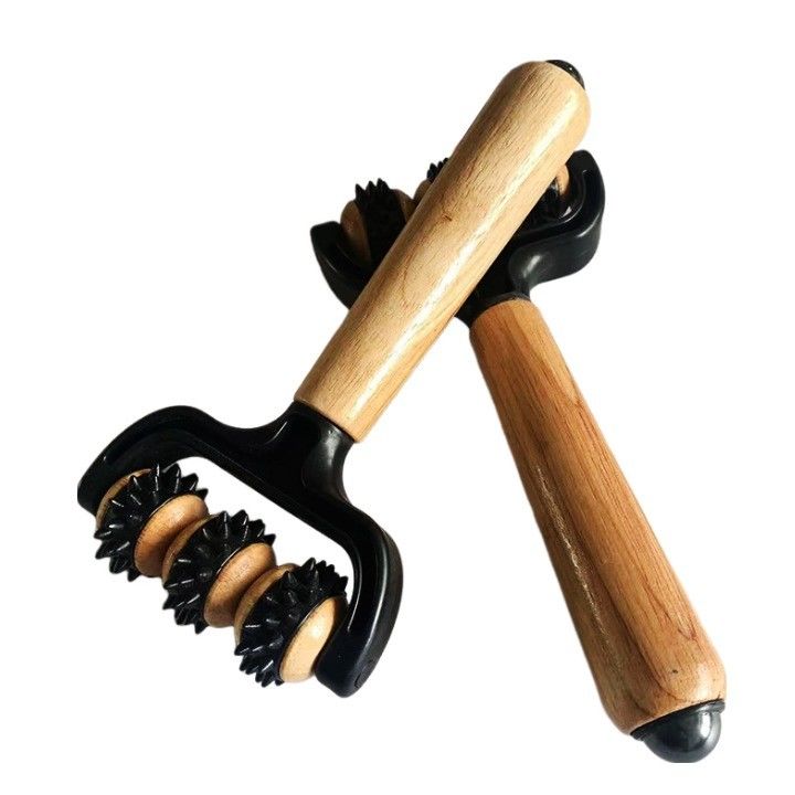 Massagista de rolos de madeira Manual Massagista de três contas com bola magnética para o corpo Saúde Ferramenta de beleza Spa Relaxamento muscular Área de massagem Corpo
