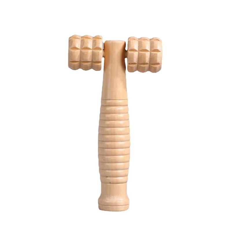 Logotipo personalizado DisponívelD madeira marrom Double Roller Massage Stick para auto-cuidado da saúde e tratamento manual Guasha corpo