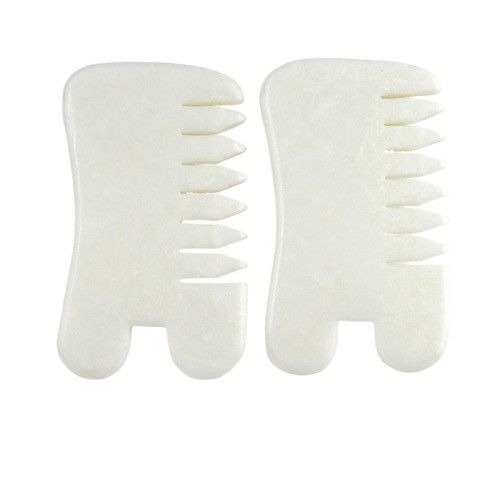 Natural Xiuyan Jade Gua Sha Scalp Massage Comb Guasha Head Massager Hair Health Care Salão de beleza Ferramenta para Massagem Muscular