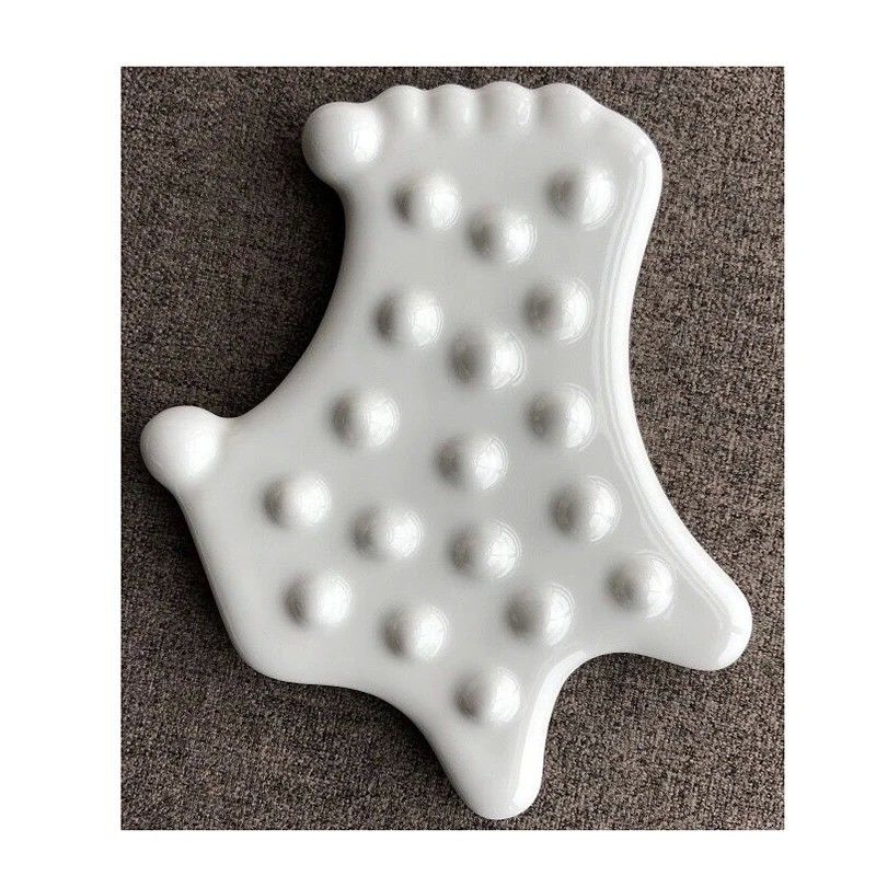 Levante sua pele e relaxe seus músculos sem esforço com a ferramenta de massagem Gua Sha de cerâmica branca