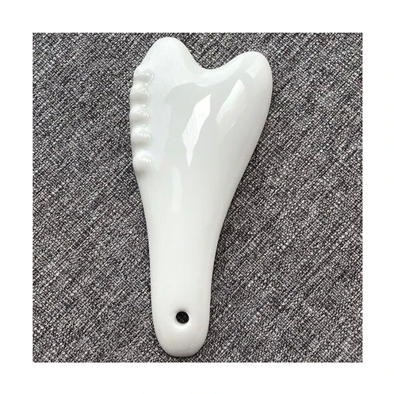 Ferramenta de Massagem Gua Sha de Cerâmica Branca para Massagem Facial e Corporal de Acupressão Experimente os Benefícios