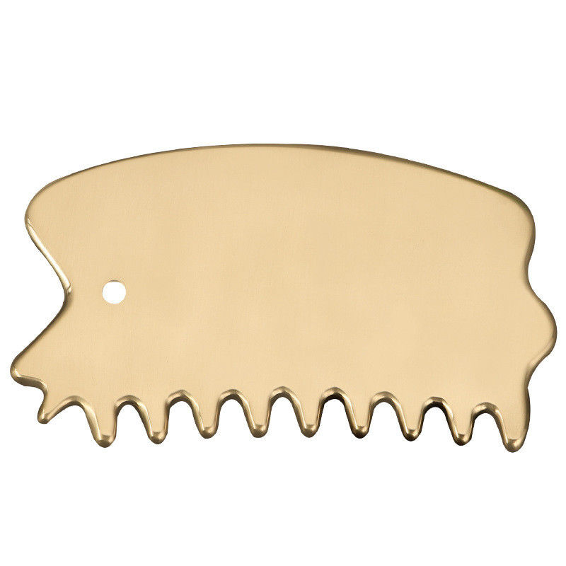 Equipamento de massagem da cabeça Brass natural Gua Sha Tabuleiro de massagem do couro cabeludo Pincel de massagem da cabeça Guasha Pedra Massagista de cabelo Salão de saúde