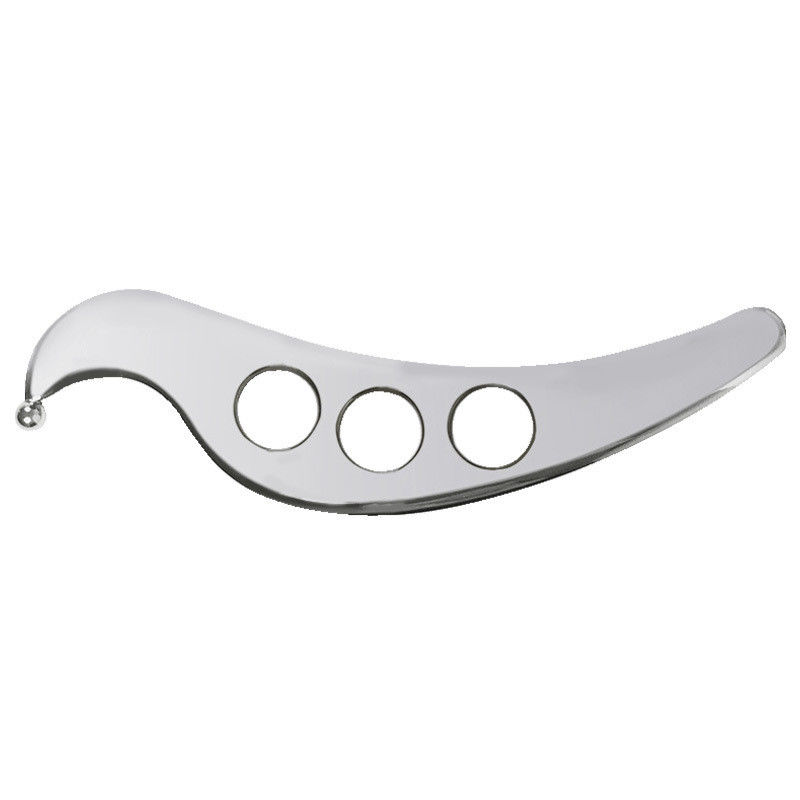 Tabela de massagem de escalpe Gua Sha de prata feita de aço inoxidável 304 para relaxamento muscular e fitness esportivo
