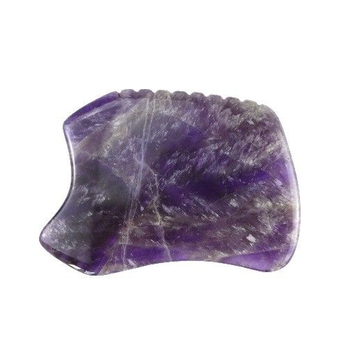 Pedra de raspagem roxa Gua Sha Ferramenta de massagem para placa de Guasha facial de cristal de ametista e jade natural