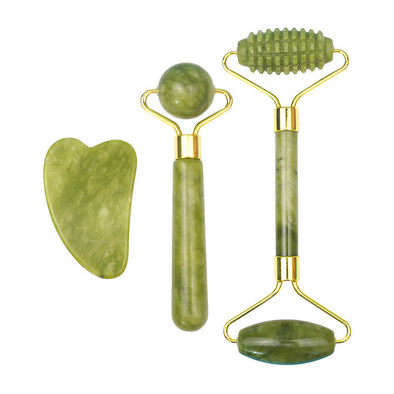 2024 Black Jade Roller Gua Sha Set para Massagem Corporal e 100% Natural Duplo Cabeça Cuidados da Pele Facial