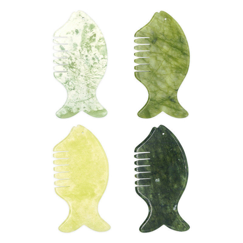 Equipamento de massagem da cabeça 2024 Produto Xiuyan Jade Comb Guasha Jade Stone Scraping Massage Board em verde e amarelo