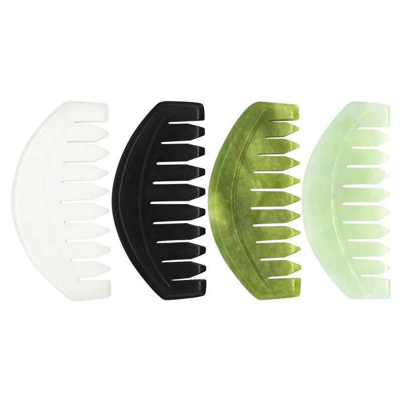 2023 Logotipo personalizado disponívelJade Comb Gua Sha ferramenta de raspagem para cuidados com o couro cabeludo e músculos do corpo