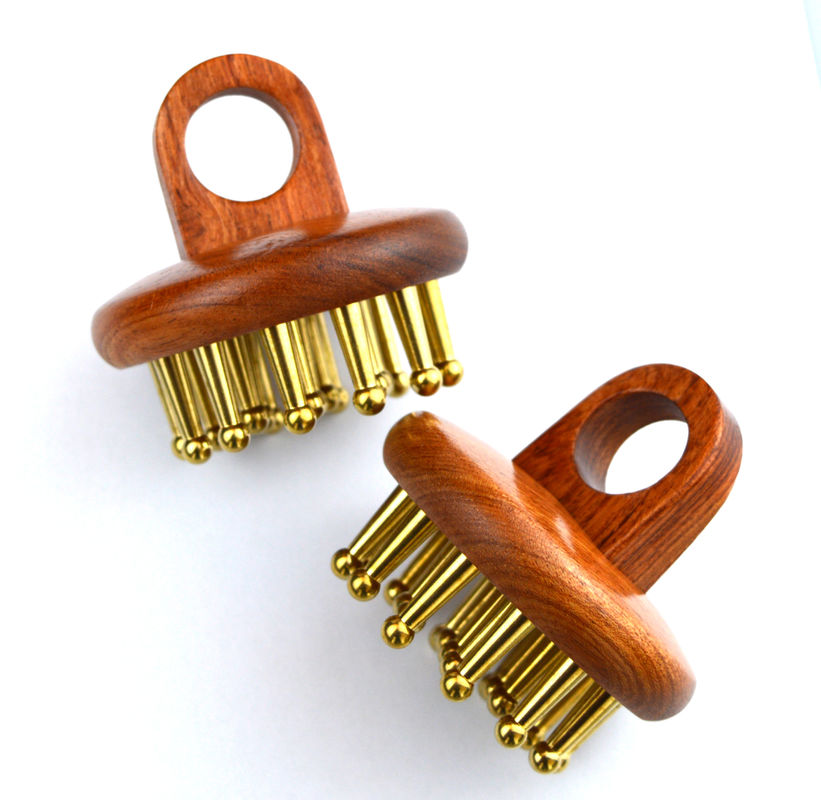 2024 Pincel de Massagem Corporal Marrom Brass Scalp Massager Pincel de Cabelo para Cuidados com Cabelos da Cabeça Dredging Meridianos e Aliviando Dores de Cabeça