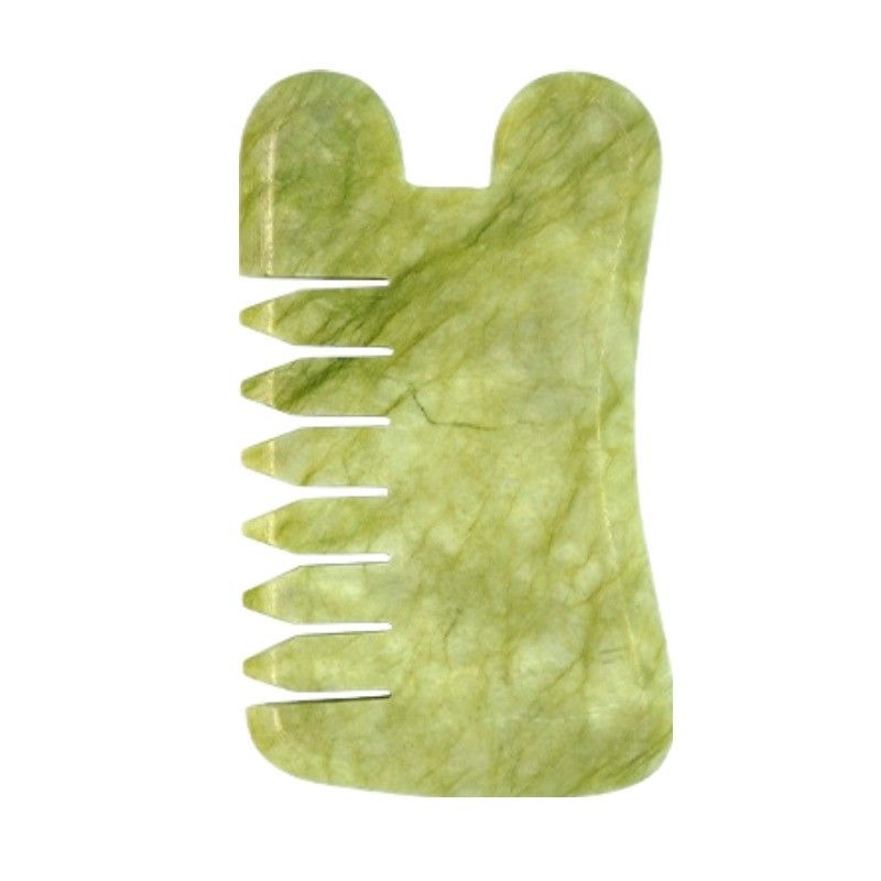 Natural Verde Xiuyan Jade Gua Sha Scalp Massagem Panela Guasha Pedra Massagem Cabeça Para Cabelo Saúde Cuidados Salão de beleza Ferramenta