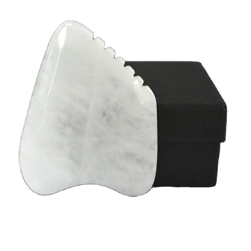 Massagista corporal Gua Sha Tabela de raspagem facial Pedra de Jade Branca Guasha Ferramenta para rosto e SPA Equipamento de massagem de acupuntura