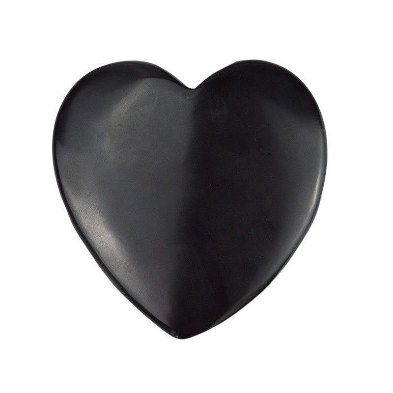 2024 Forma do coração Pedra Bian Negro Natural Gua Sha Escravação Ferramenta de Massagem para Função de Massagem Muscular de Drenagem Linfática