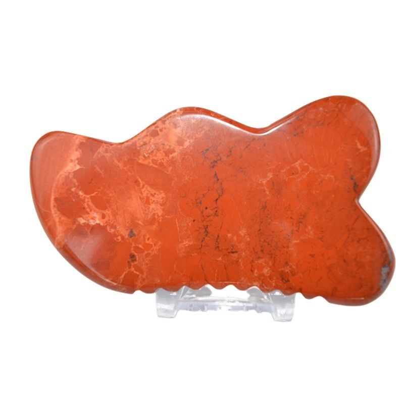 Logotipo personalizado disponíveld 2024 Pedra de Jaspe Vermelho Gua Sha Scraping Massage Board para benefícios anti-envelhecimento e relaxamento muscular
