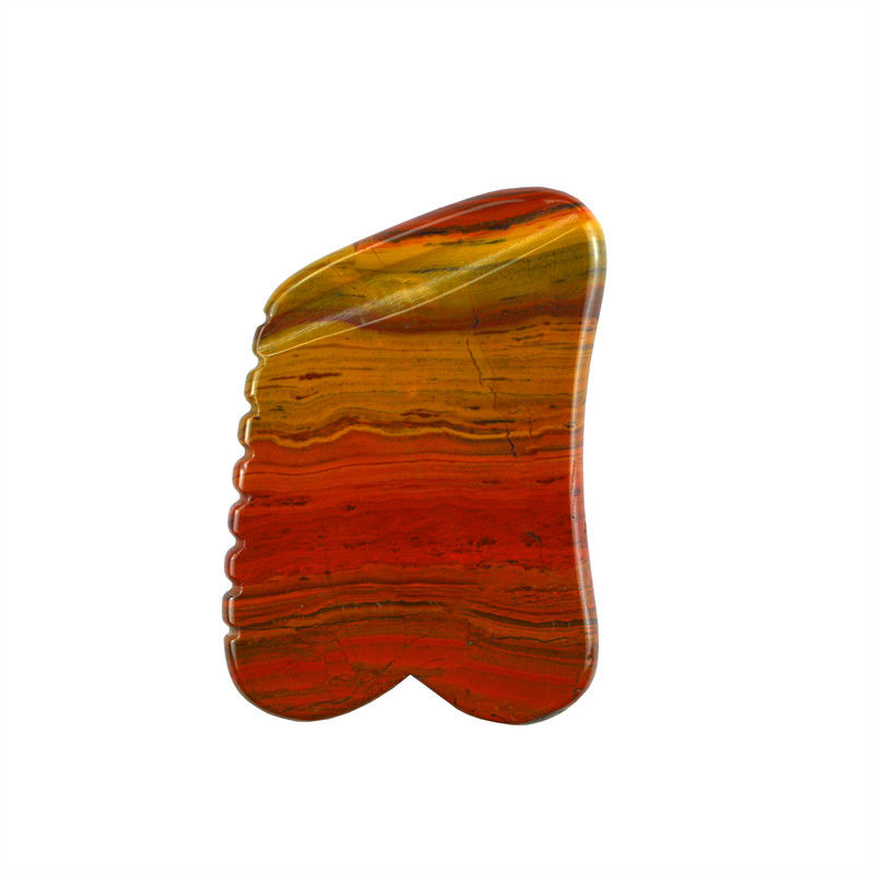 2024 Hot Natural Mookaite Vermelho Jasper Gua Sha Massager Logotipo personalizado Cuidados com a pele Antienvelhecimento Cura Pedra raspando Ferramentas de massagem