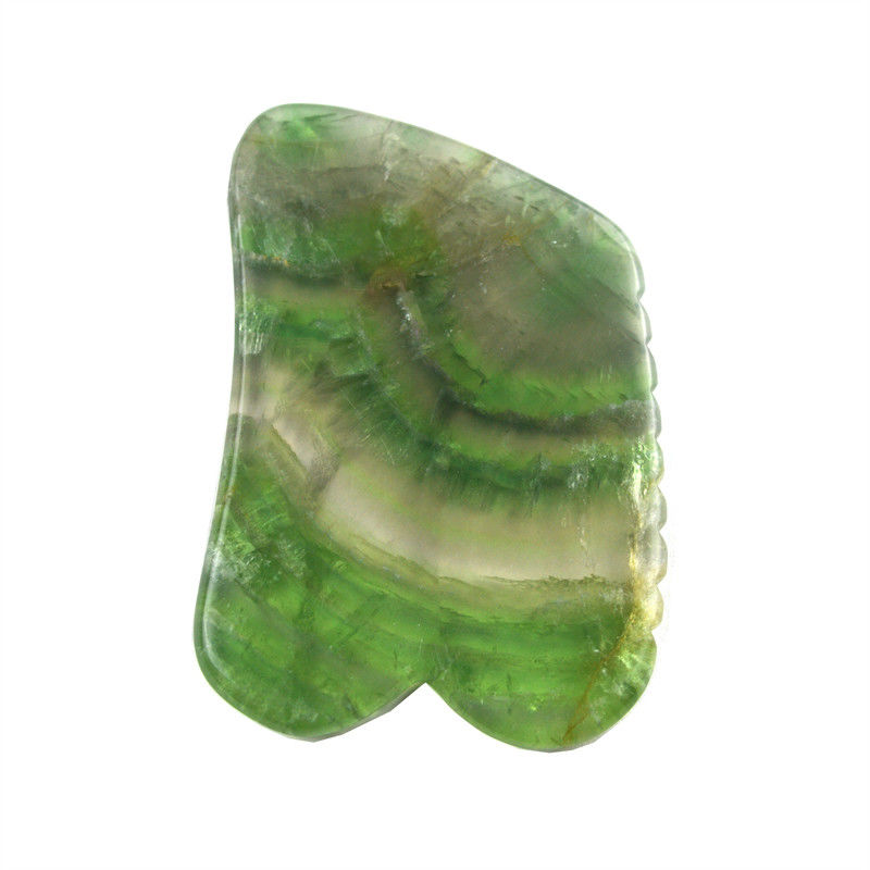 Quadro de Gua Sha Fluorito Arco-íris Natural para Massagem Corporal e Facial Pedra Cuidados da Pele Facial Beauty Massage Tool