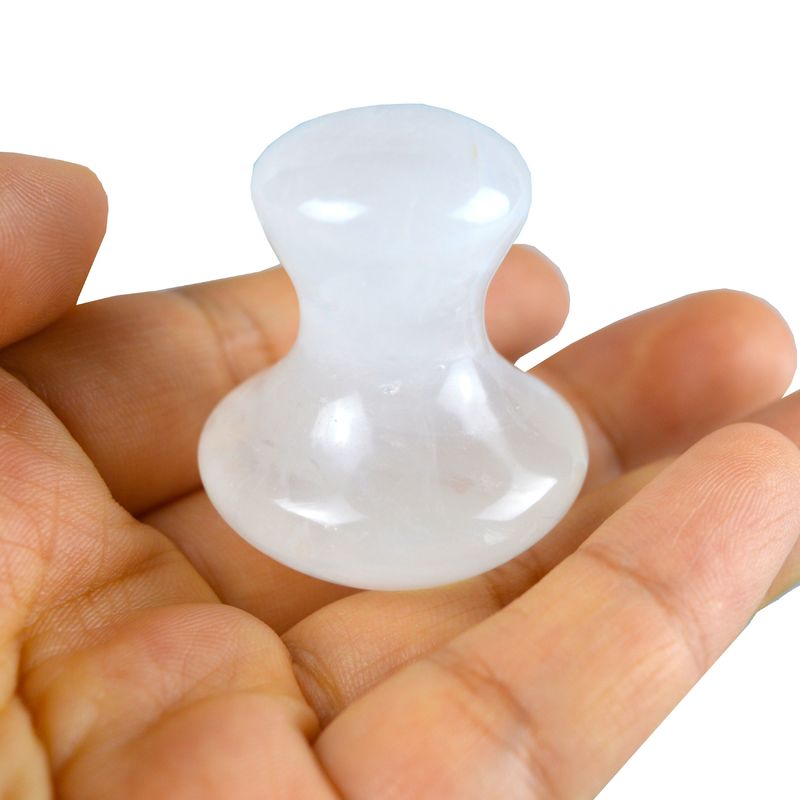 Quartz Gua Sha claro para emagrecimento e eliminação de rosto Massagem de corpo inteiro Cobertura 41 * 35mm Forma de pedra de cogumelo natural
