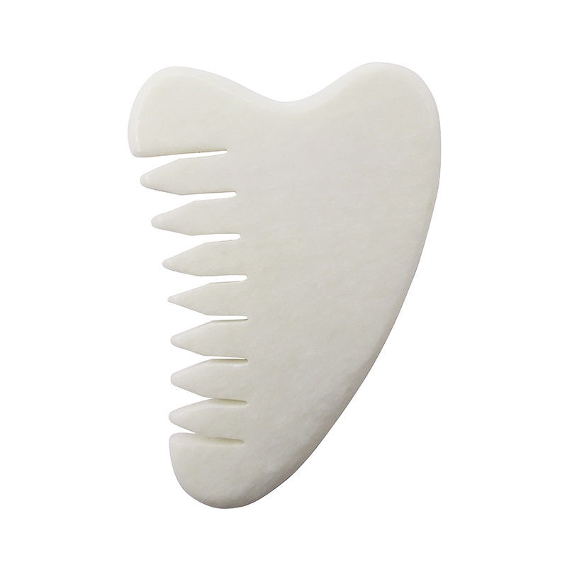 Área de Massagem Total do Corpo Natural Branco Xiuyan Jade Peite de Cabelo Gua Sha Ferramentas Jade Scalp Massager para aliviar a tensão do couro cabeludo